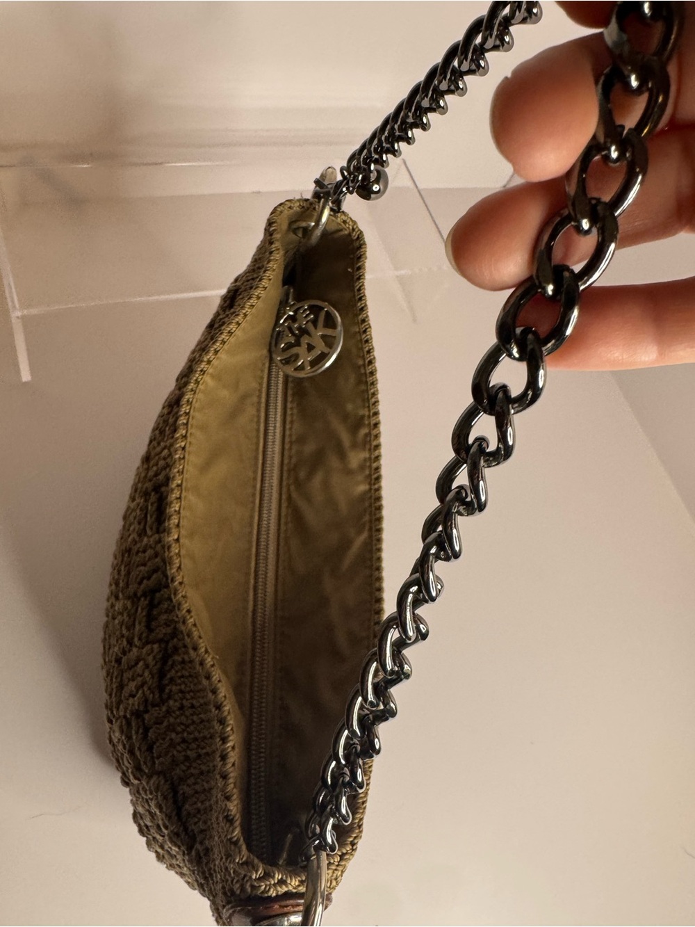#318 The Sak Crocheted Brown Satchel Shoulder Bag - Picture 5 of 13